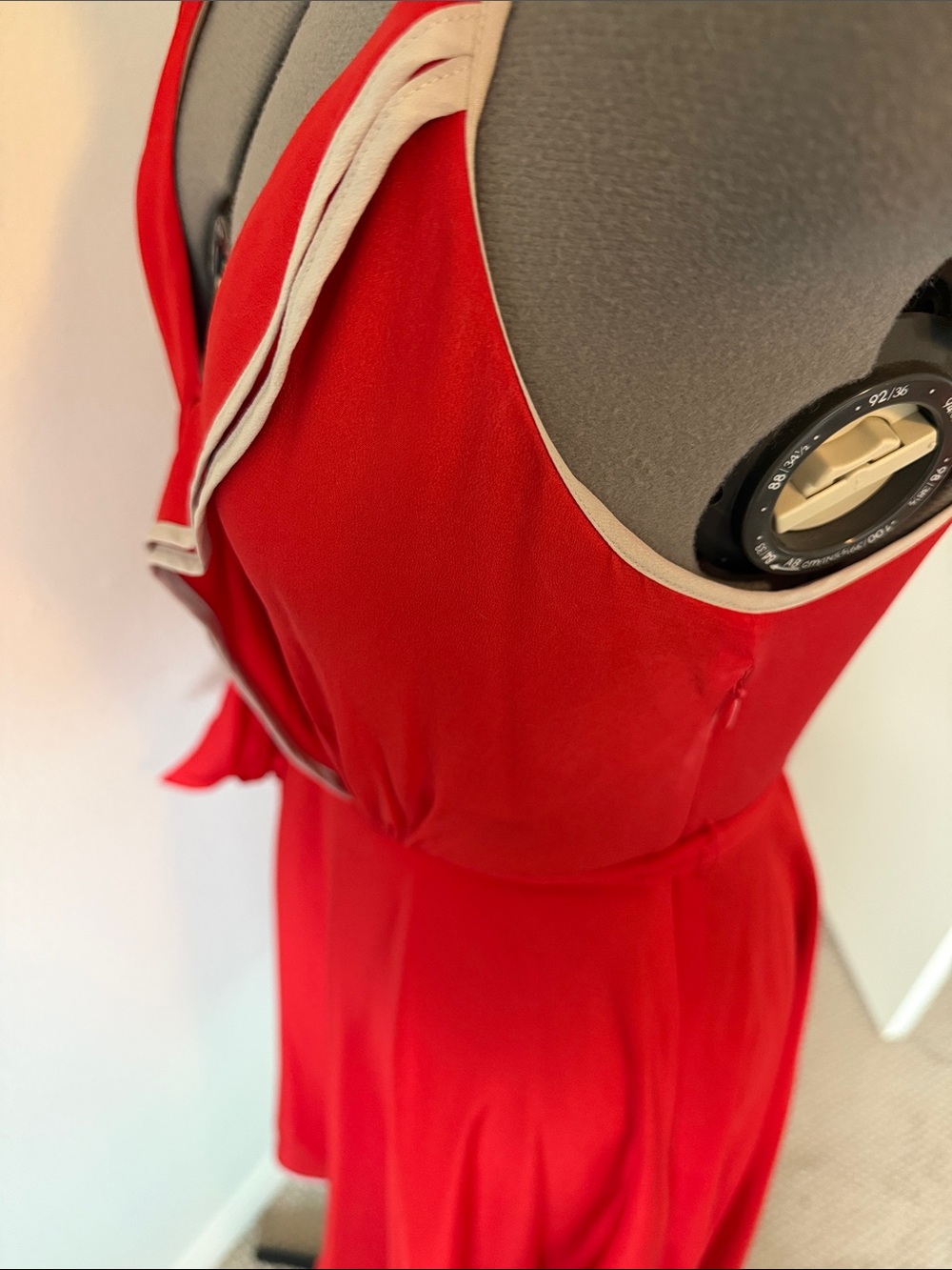 Anthropologie silk Red Mini Dress with Contrast Trim - Picture 3 of 11